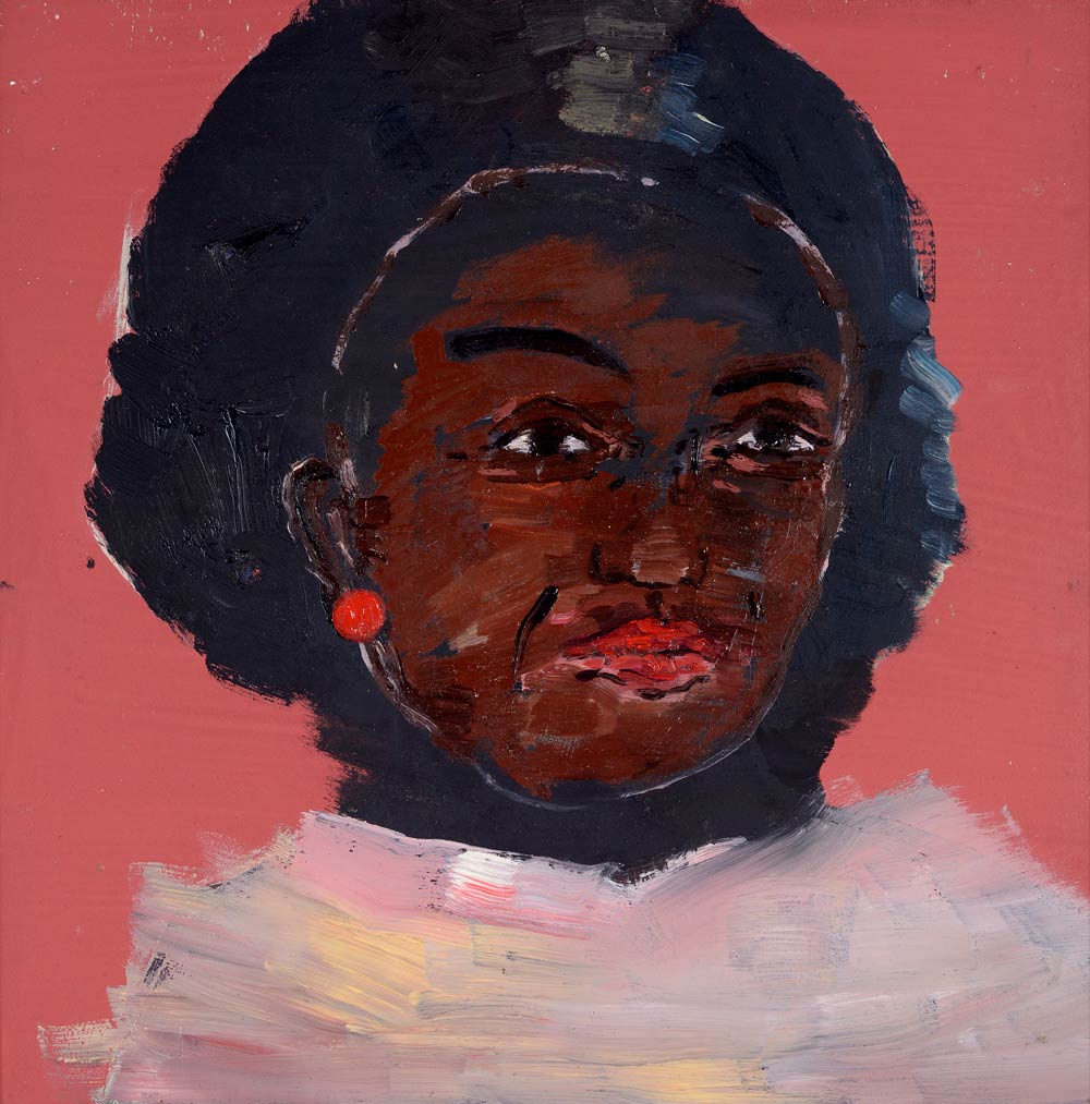 Afroamerikanischer Frauenkopf auf rotem Hintergrund