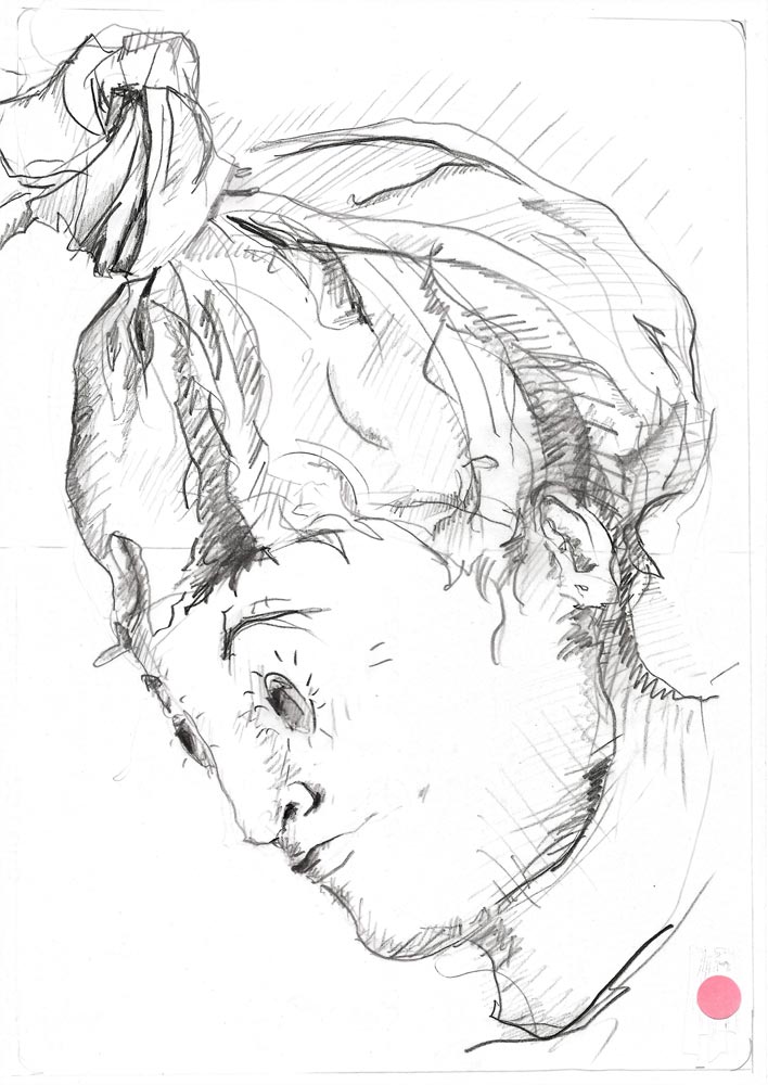 Bleistiftzeichnung, Kopf mit Turban