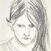 Bleistiftzeichnung Portrait Mädchen mit langem Haar