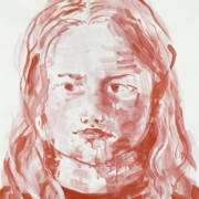 Mädchenportrait mit langem Haar in rot