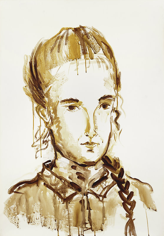 Portrait einer jungen Frau mit Zopf in Brauntönen