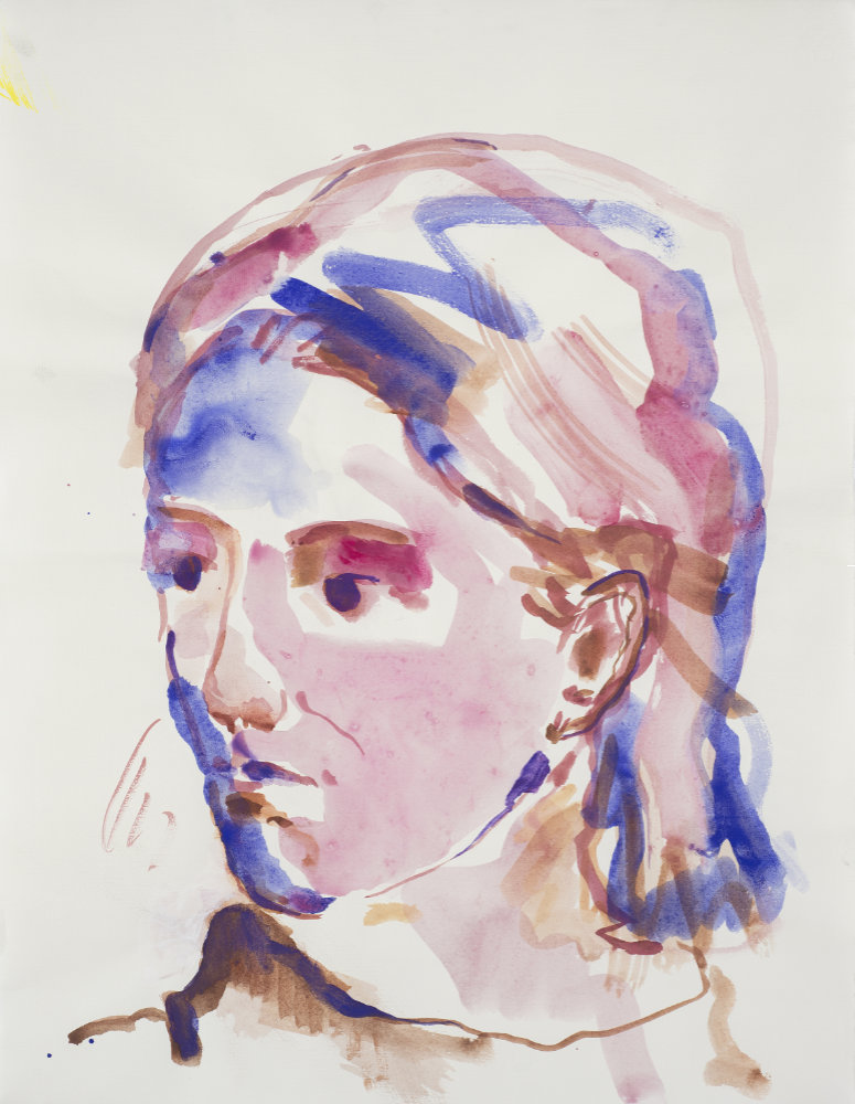 Portrait junge Frau rosa und blau