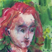 Portrait junge Frau, pinkes Haar