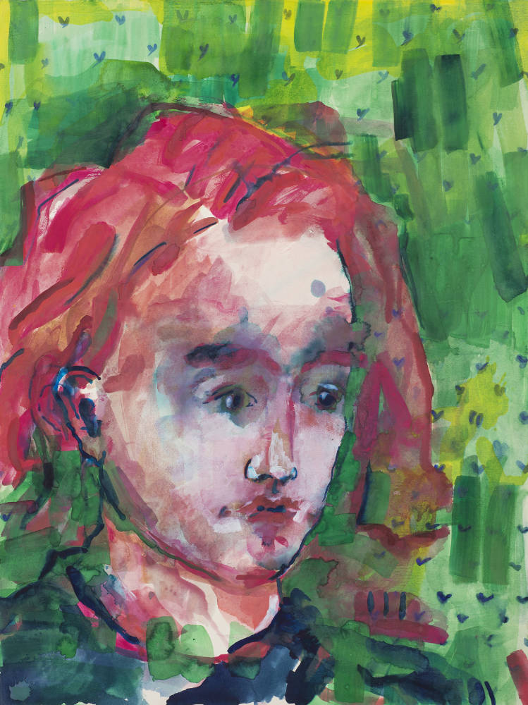 Portrait junge Frau, pinkes Haar