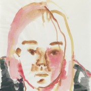 Junge Frau mit rosa Gesicht, Aquarell