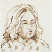 Junge mit langen Haaren, Aquarell
